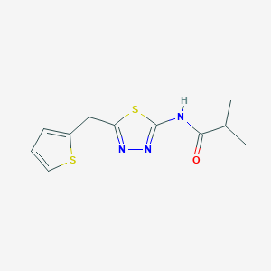 molecular formula C11H13N3OS2 B304721 2-methyl-N-[5-(thiophen-2-ylmethyl)-1,3,4-thiadiazol-2-yl]propanamide 