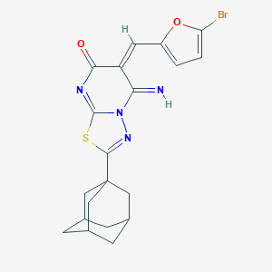 molecular formula C20H19BrN4O2S B304724 2-(1-adamantyl)-6-[(5-bromo-2-furyl)methylene]-5-imino-5,6-dihydro-7H-[1,3,4]thiadiazolo[3,2-a]pyrimidin-7-one 