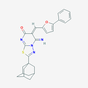 molecular formula C26H24N4O2S B304726 2-(1-adamantyl)-5-imino-6-[(5-phenyl-2-furyl)methylene]-5,6-dihydro-7H-[1,3,4]thiadiazolo[3,2-a]pyrimidin-7-one 