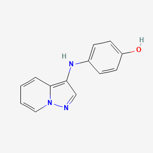 molecular formula C13H11N3O B3047277 Phenol, 4-(pyrazolo[1,5-a]pyridin-3-ylamino)- CAS No. 136873-00-2
