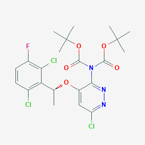 molecular formula C22H25Cl3FN3O5 B3047287 (R)-6-氯-4-[1-(2,6-二氯-3-氟苯基)乙氧基]-3-[双(Boc)氨基]哒嗪 CAS No. 1370651-32-3