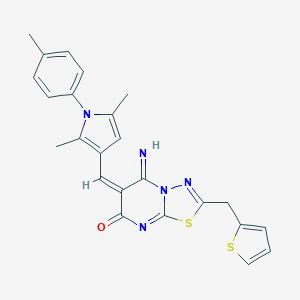 molecular formula C24H21N5OS2 B304730 6-{[2,5-dimethyl-1-(4-methylphenyl)-1H-pyrrol-3-yl]methylene}-5-imino-2-(2-thienylmethyl)-5,6-dihydro-7H-[1,3,4]thiadiazolo[3,2-a]pyrimidin-7-one 
