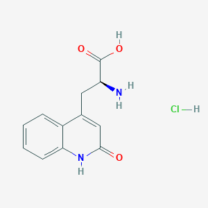 molecular formula C12H13ClN2O3 B3047307 (S)-2-Amino-3-(2-oxo-1,2-dihydroquinolin-4-yl)propionic acid HCl CAS No. 137433-08-0