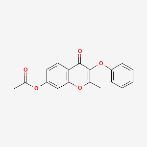 molecular formula C18H14O5 B3047314 4H-1-Benzopyran-4-one, 7-(acetyloxy)-2-methyl-3-phenoxy- CAS No. 137460-60-7