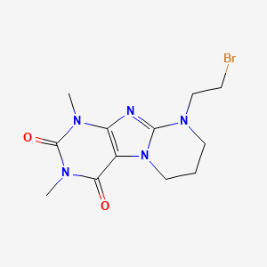 molecular formula C12H16BrN5O2 B3047335 9-(2-Bromoethyl)-1,3-dimethyl-1,2,3,4,6,7,8,9-octahydropyrimido[2,1-f]purine-2,4-dione CAS No. 137881-71-1