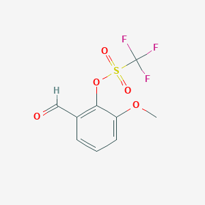 molecular formula C9H7F3O5S B3047338 甲磺酸，三氟-，2-甲酰基-6-甲氧苯酯 CAS No. 137898-13-6