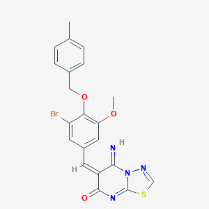 molecular formula C21H17BrN4O3S B304736 (6E)-6-{3-bromo-5-methoxy-4-[(4-methylbenzyl)oxy]benzylidene}-5-imino-5,6-dihydro-7H-[1,3,4]thiadiazolo[3,2-a]pyrimidin-7-one 