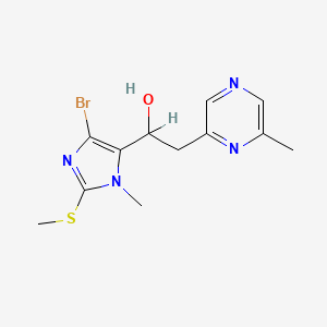 molecular formula C12H15BrN4OS B3047388 1-(4-Bromo-1-methyl-2-(methylthio)-1H-imidazol-5-yl)-2-(6-methylpyrazin-2-yl)ethanol CAS No. 138488-57-0