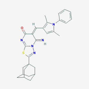 molecular formula C28H29N5OS B304739 2-(1-adamantyl)-6-[(2,5-dimethyl-1-phenyl-1H-pyrrol-3-yl)methylene]-5-imino-5,6-dihydro-7H-[1,3,4]thiadiazolo[3,2-a]pyrimidin-7-one 