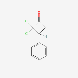 molecular formula C10H8Cl2O B3047394 Cyclobutanone, 2,2-dichloro-3-phenyl- CAS No. 13866-28-9