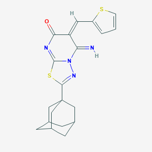 molecular formula C20H20N4OS2 B304743 2-(1-adamantyl)-5-imino-6-(2-thienylmethylene)-5,6-dihydro-7H-[1,3,4]thiadiazolo[3,2-a]pyrimidin-7-one 