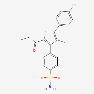 molecular formula C20H18ClNO3S2 B3047441 4-(5-(4-Chlorophenyl)-4-methyl-2-propionylthiophen-3-yl)benzenesulfonamide CAS No. 1394371-75-5