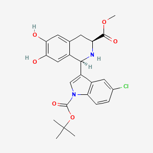 molecular formula C24H25ClN2O6 B3047444 methyl (1R,3S)-1-(1-(tert-butoxycarbonyl)-5-chloro-1H-indol-3-yl)-6,7-dihydroxy-1,2,3,4-tetrahydroisoquinoline-3-carboxylate CAS No. 1395347-28-0