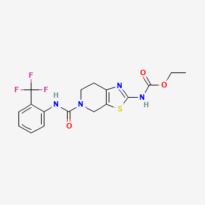 molecular formula C17H17F3N4O3S B3047450 Ethyl (5-((2-(trifluoromethyl)phenyl)carbamoyl)-4,5,6,7-tetrahydrothiazolo[5,4-c]pyridin-2-yl)carbamate CAS No. 1396680-83-3