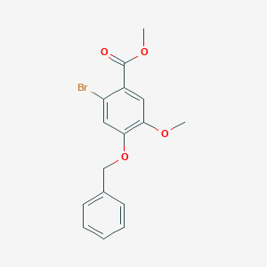 molecular formula C16H15BrO4 B3047468 Benzoic acid, 2-bromo-5-methoxy-4-(phenylmethoxy)-, methyl ester CAS No. 139963-13-6