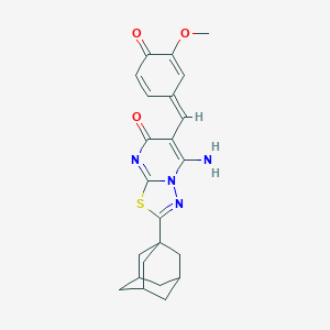 molecular formula C23H24N4O3S B304750 2-(1-adamantyl)-6-(4-hydroxy-3-methoxybenzylidene)-5-imino-5,6-dihydro-7H-[1,3,4]thiadiazolo[3,2-a]pyrimidin-7-one 