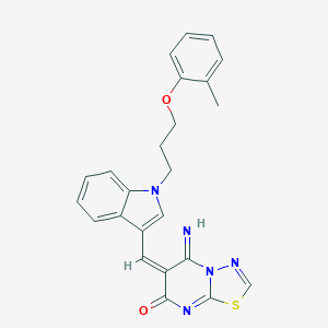 molecular formula C24H21N5O2S B304752 (6E)-5-imino-6-[[1-[3-(2-methylphenoxy)propyl]indol-3-yl]methylidene]-[1,3,4]thiadiazolo[3,2-a]pyrimidin-7-one 