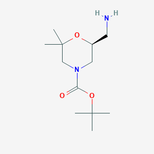 molecular formula C12H24N2O3 B3047538 (S)-Tert-butyl 6-(aminomethyl)-2,2-dimethylmorpholine-4-carboxylate CAS No. 1416444-89-7