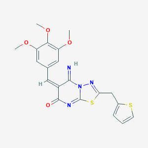 5-imino-2-(thien-2-ylmethyl)-6-(3,4,5-trimethoxybenzylidene)-5,6-dihydro-7H-[1,3,4]thiadiazolo[3,2-a]pyrimidin-7-one