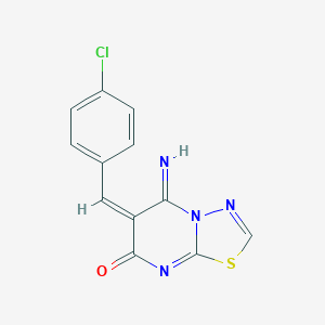 molecular formula C12H7ClN4OS B304757 6-(4-chlorobenzylidene)-5-imino-5,6-dihydro-7H-[1,3,4]thiadiazolo[3,2-a]pyrimidin-7-one 