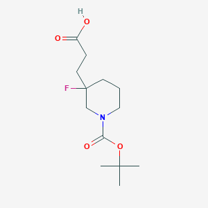 molecular formula C13H22FNO4 B3047570 3-(1-(叔丁氧羰基)-3-氟哌啶-3-基)丙酸 CAS No. 1422344-00-0