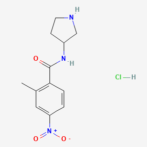 molecular formula C12H16ClN3O3 B3047586 2-methyl-4-nitro-N-(pyrrolidin-3-yl)benzamide hydrochloride CAS No. 1423033-67-3