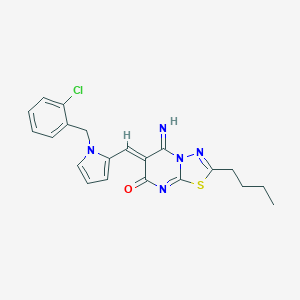 molecular formula C21H20ClN5OS B304759 2-butyl-6-{[1-(2-chlorobenzyl)-1H-pyrrol-2-yl]methylene}-5-imino-5,6-dihydro-7H-[1,3,4]thiadiazolo[3,2-a]pyrimidin-7-one 