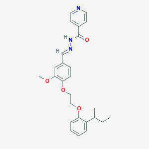molecular formula C26H29N3O4 B304761 N-[(E)-[4-[2-(2-butan-2-ylphenoxy)ethoxy]-3-methoxyphenyl]methylideneamino]pyridine-4-carboxamide 