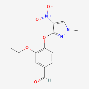 3-Ethoxy-4-((1-methyl-4-nitro-1H-pyrazol-3-yl)oxy)benzaldehyde