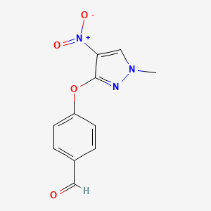 molecular formula C11H9N3O4 B3047633 4-((1-Methyl-4-nitro-1H-pyrazol-3-yl)oxy)benzaldehyde CAS No. 1429417-84-4