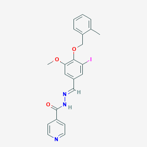 molecular formula C22H20IN3O3 B304765 N'-{3-iodo-5-methoxy-4-[(2-methylbenzyl)oxy]benzylidene}isonicotinohydrazide 