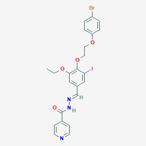 molecular formula C23H21BrIN3O4 B304766 N'-{4-[2-(4-bromophenoxy)ethoxy]-3-ethoxy-5-iodobenzylidene}isonicotinohydrazide 