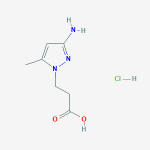 molecular formula C7H12ClN3O2 B3047678 3-(3-Amino-5-methyl-1H-pyrazol-1-yl)propanoic acid hydrochloride CAS No. 1431963-44-8