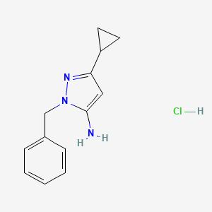 molecular formula C13H16ClN3 B3047679 1-Benzyl-3-cyclopropyl-1H-pyrazol-5-amine hydrochloride CAS No. 1431963-45-9