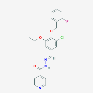 molecular formula C22H19ClFN3O3 B304768 N'-{3-chloro-5-ethoxy-4-[(2-fluorobenzyl)oxy]benzylidene}isonicotinohydrazide 