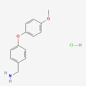 molecular formula C14H16ClNO2 B3047680 1-[4-(4-Methoxyphenoxy)phenyl]methanamine hydrochloride CAS No. 1431963-48-2