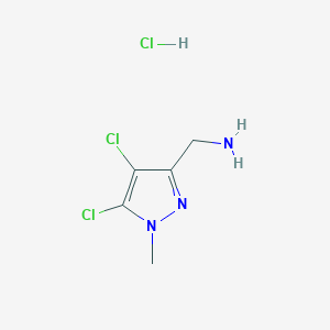 molecular formula C5H8Cl3N3 B3047690 (4,5-二氯-1-甲基-1H-吡唑-3-基)甲胺盐酸盐 CAS No. 1431965-15-9