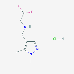 molecular formula C8H14ClF2N3 B3047694 N-[(1,5-Dimethyl-1H-pyrazol-4-yl)methyl]-2,2-difluoroethanamine hydrochloride CAS No. 1431965-40-0