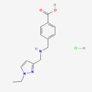 molecular formula C14H18ClN3O2 B3047697 4-(([(1-Ethyl-1H-pyrazol-3-yl)methyl]amino)methyl)benzoic acid hydrochloride CAS No. 1431965-84-2