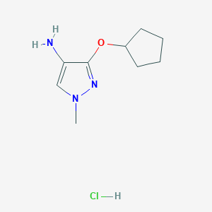 molecular formula C9H16ClN3O B3047700 3-(Cyclopentyloxy)-1-methyl-1H-pyrazol-4-amine hydrochloride CAS No. 1431966-45-8