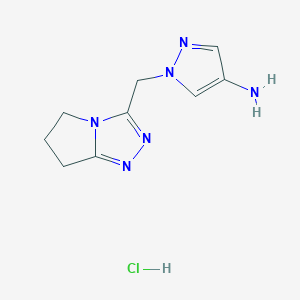 molecular formula C9H13ClN6 B3047702 1-(6,7-Dihydro-5H-pyrrolo[2,1-c][1,2,4]triazol-3-ylmethyl)-1h-pyrazol-4-amine hydrochloride CAS No. 1431966-65-2