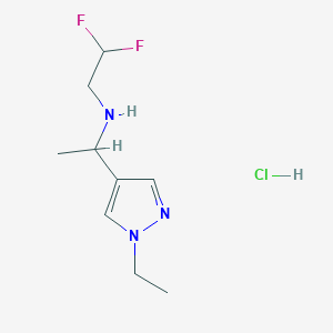 molecular formula C9H16ClF2N3 B3047706 N-[1-(1-乙基-1H-吡唑-4-基)乙基]-2,2-二氟乙胺盐酸盐 CAS No. 1431966-90-3