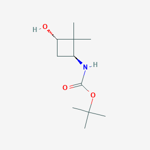 molecular formula C11H21NO3 B3047728 tert-Butyl trans-2,2-dimethyl-3-hydroxycyclobutylcarbamate CAS No. 1434141-89-5