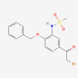 molecular formula C16H16BrNO4S B3047732 N-(2-苄氧基-5-溴乙酰基-苯基)-甲磺酰胺 CAS No. 14347-25-2