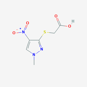 molecular formula C6H7N3O4S B3047780 2-((1-Methyl-4-nitro-1H-pyrazol-3-yl)thio)acetic acid CAS No. 1443279-60-4