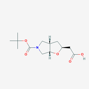 molecular formula C13H21NO5 B3047792 2-((2S,3aS,6aS)-5-(tert-butoxycarbonyl)hexahydro-2H-furo[2,3-c]pyrrol-2-yl)acetic acid CAS No. 1445951-31-4
