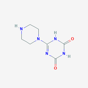 molecular formula C7H11N5O2 B3047802 6-(Piperazin-1-yl)-1,3,5-triazine-2,4(1H,3H)-dione CAS No. 144742-32-5