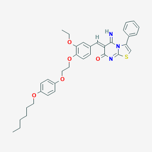 molecular formula C35H37N3O5S B304782 6-(3-ethoxy-4-{2-[4-(hexyloxy)phenoxy]ethoxy}benzylidene)-5-imino-3-phenyl-5,6-dihydro-7H-[1,3]thiazolo[3,2-a]pyrimidin-7-one 