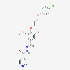 molecular formula C23H21BrClN3O4 B304784 N'-{3-bromo-4-[3-(4-chlorophenoxy)propoxy]-5-methoxybenzylidene}isonicotinohydrazide 