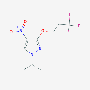 molecular formula C9H12F3N3O3 B3047844 4-nitro-1-(propan-2-yl)-3-(3,3,3-trifluoropropoxy)-1H-pyrazole CAS No. 1458593-61-7